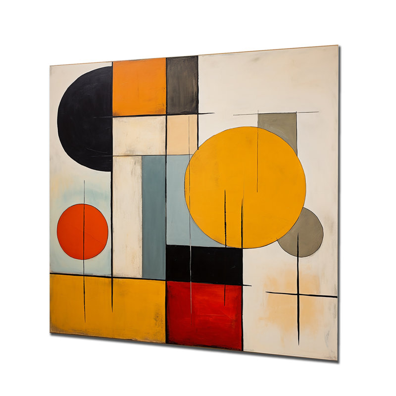 Art géométrique circulaire équilibre - salon Mid-Century Wall Art, Pas de métal encadré, H 36 po x l 36 po x P 1,5 po