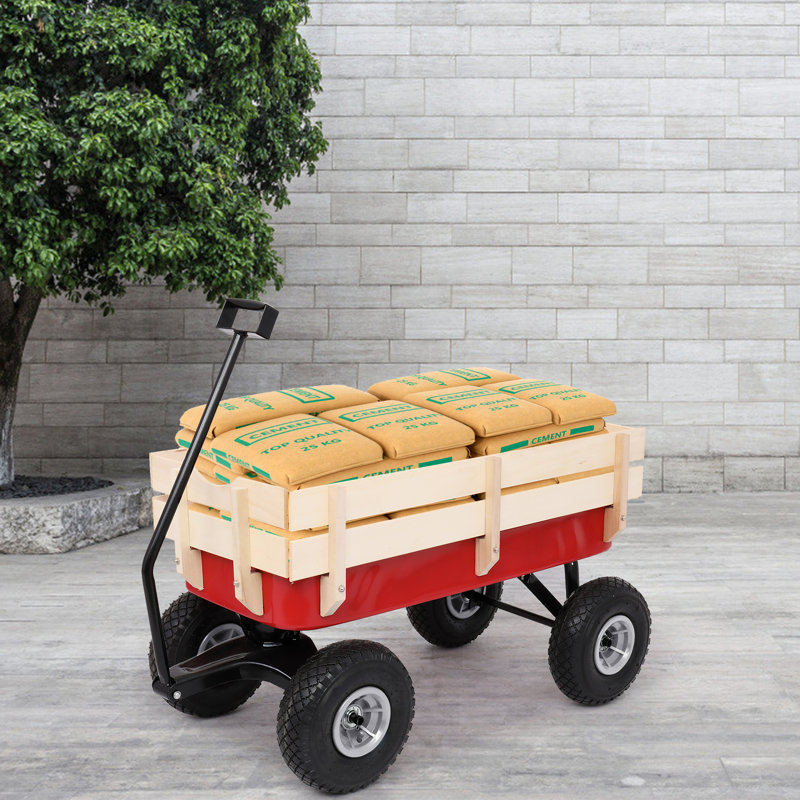 Wood Four Wheels Garden Cart
