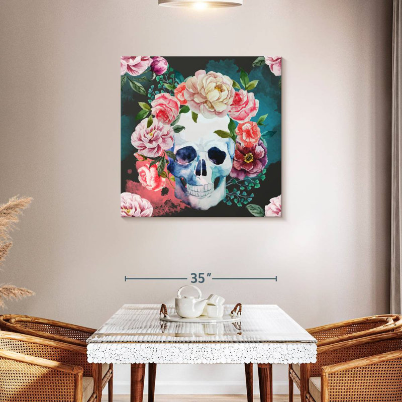 Kerner Floral Skull, 36" H x 36" W