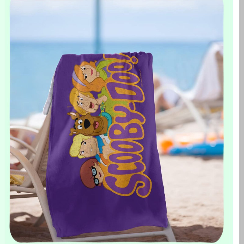 Mystery Crew Purple Beach Towel 30 x 60 - Officially Licensed Scooby-Doo