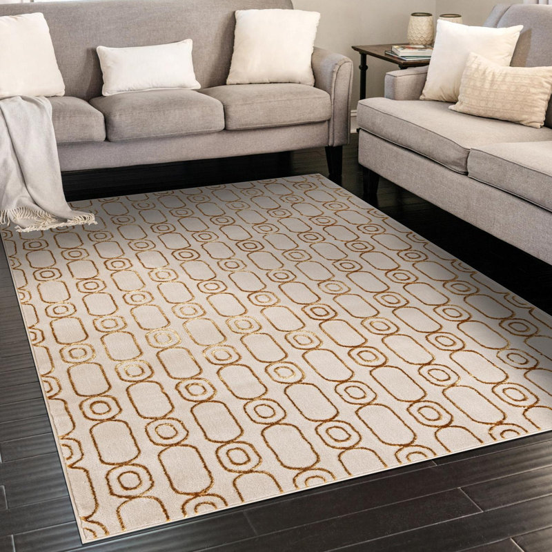 Tapis noir et doré Latitude Run® Colonne Nikica, Rectangle 10 pi x 13 pi 1 po