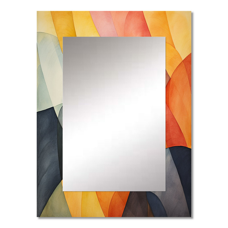 Geometric soft colours tiles II - Abstract Decorative Mirror On Metal, 32" x 24"