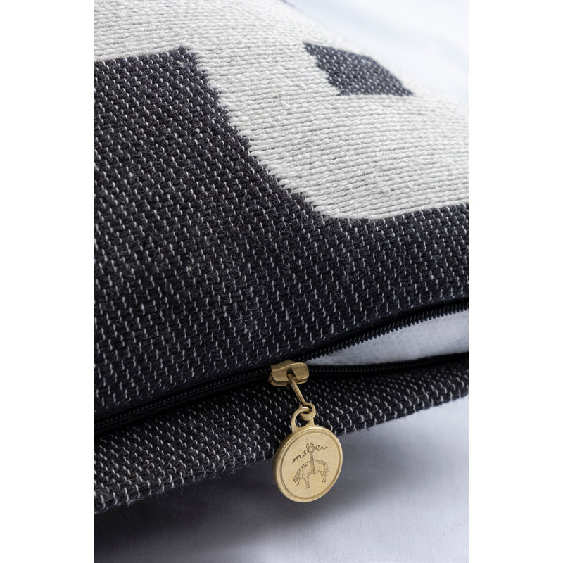 Housse et insert de coussin carré Rehmat 100% coton, Noir