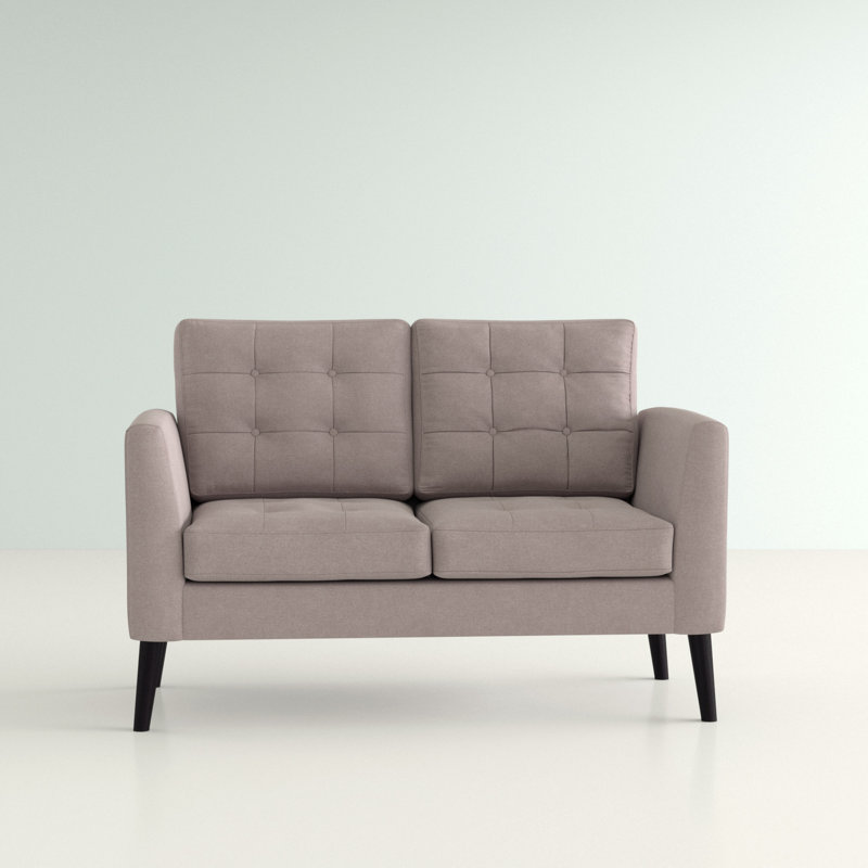 55.9" Linen Square Arm Loveseat, Light Brown