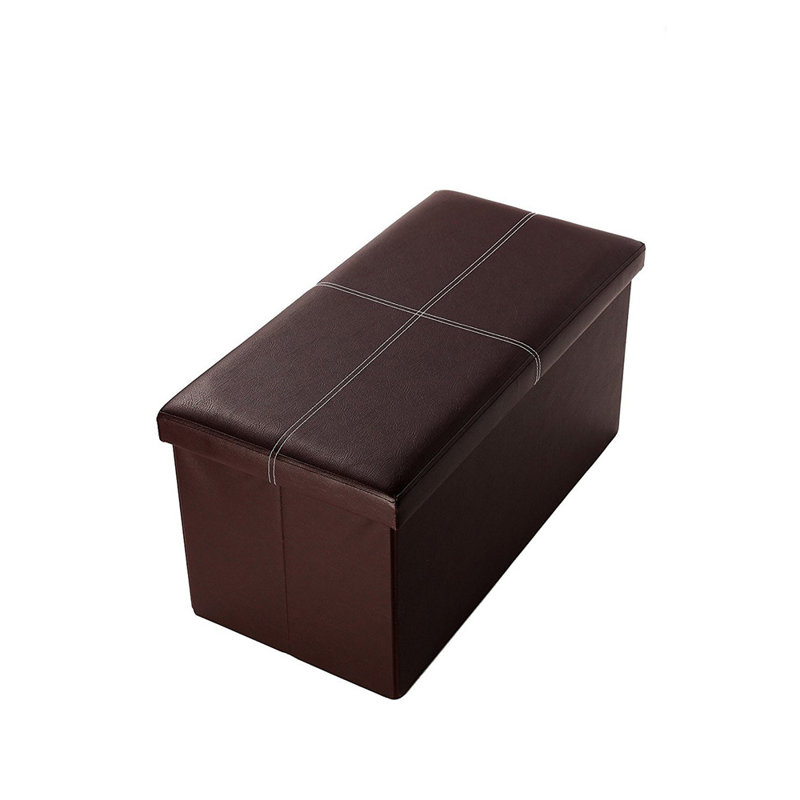 Faux Leather Ottoman, Brown Faux Leather
