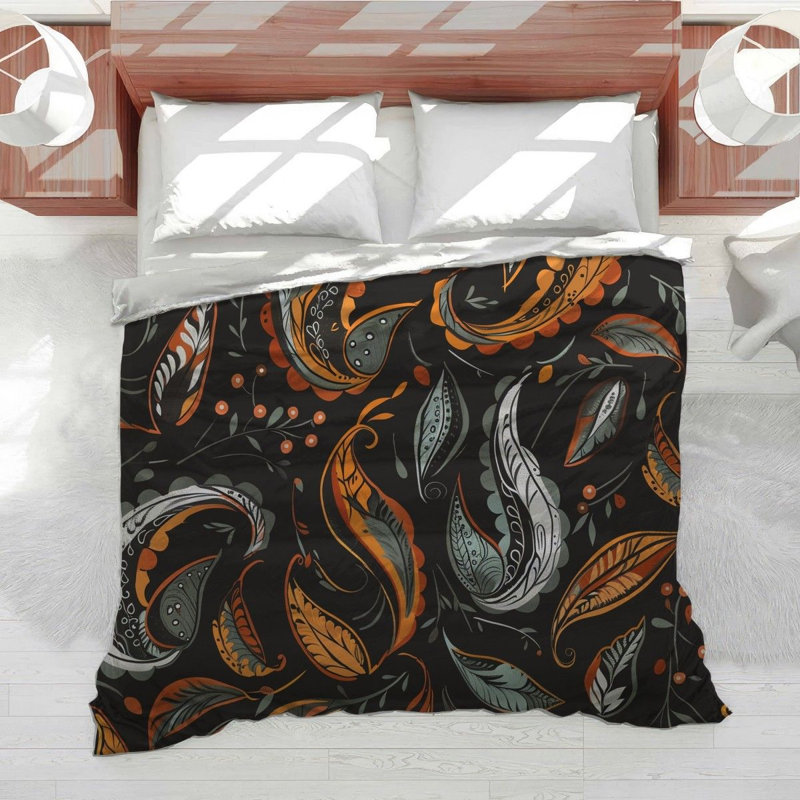 Literie en peluche à la mode, Édredon grand, Orange, noir, gris