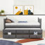 Lit plateforme simple avec lit gigogne et tiroirs-2049905469