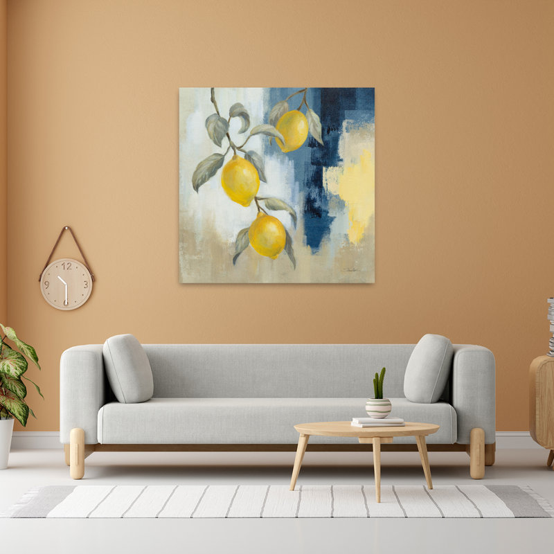 Citrons du Sud I, art abstrait contemporain, H 48 po x l 48 po