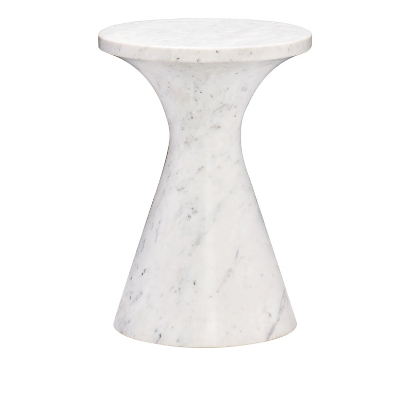 White Marble Round Transitional Side Table