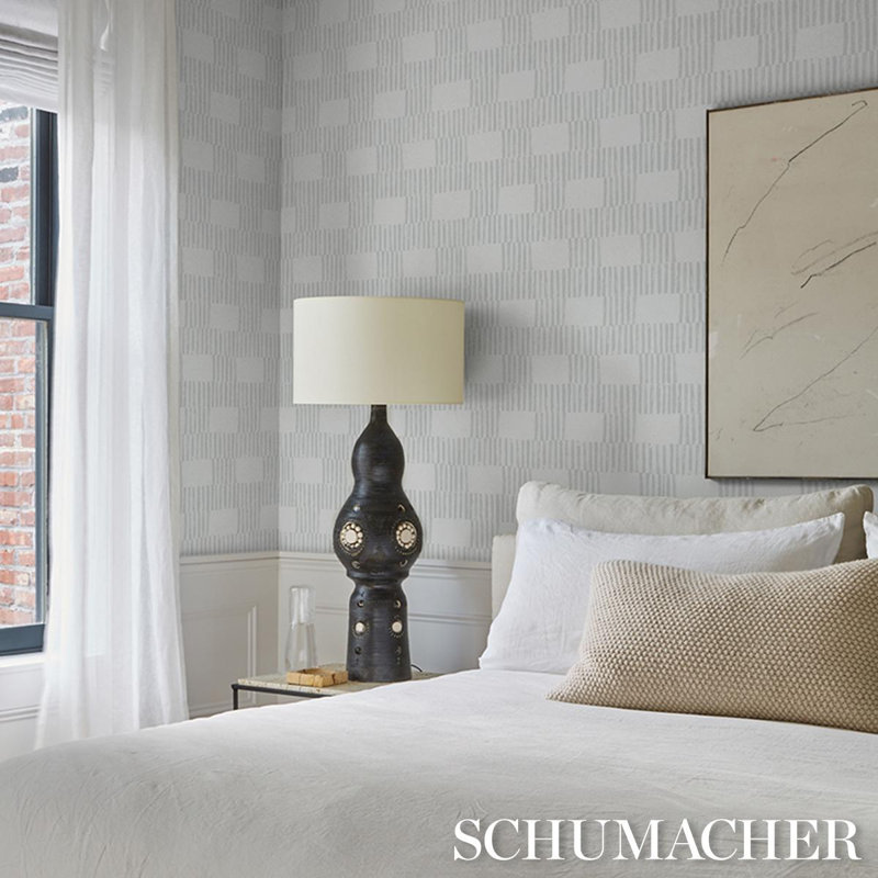 Schumacher X Caroline Z Hurley Field Wallpaper, Fog