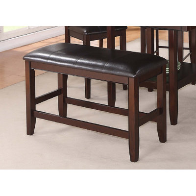 Farmhouse Style 1Pc Brown Espresso Counter Height Bench
