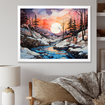 «Winter Snow Sunrise By The River», reproduction sur toile
