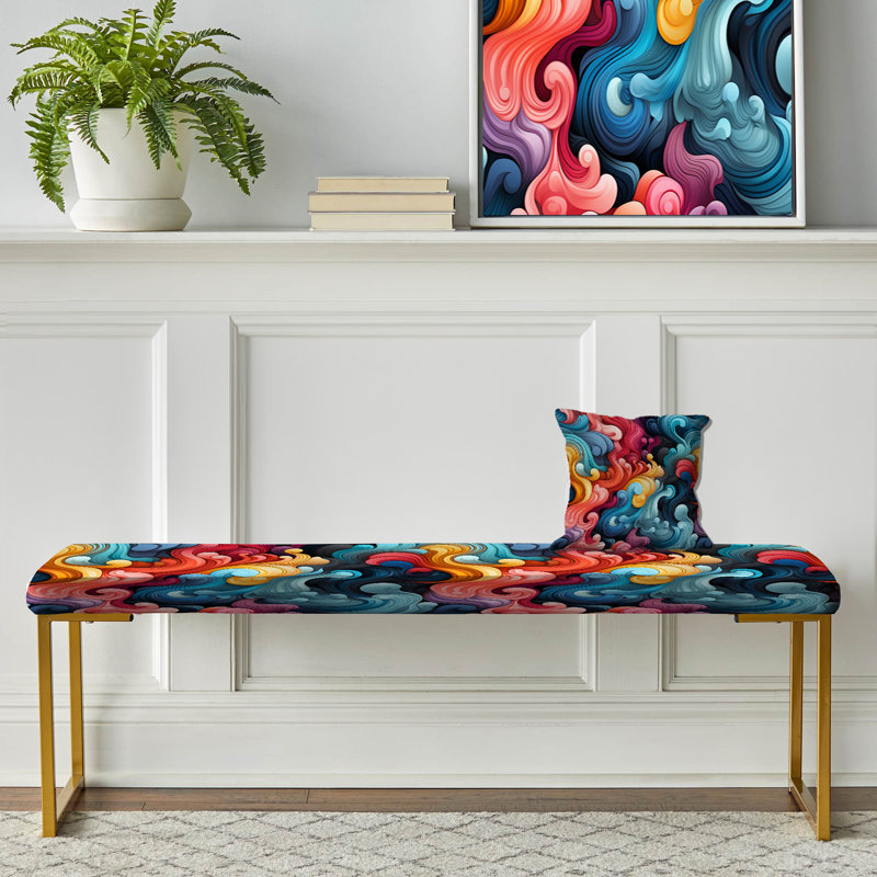 Multicolore artistique éclectique Storm - banc rembourré éclectique doré