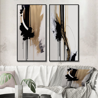 " Black, White And Gold Expression III " 2 - Pieces