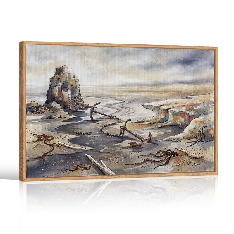 "Rusty Anchors on Sandy Beach" près de Sea Stack, impression sur toile, H 36 po x l 48 po