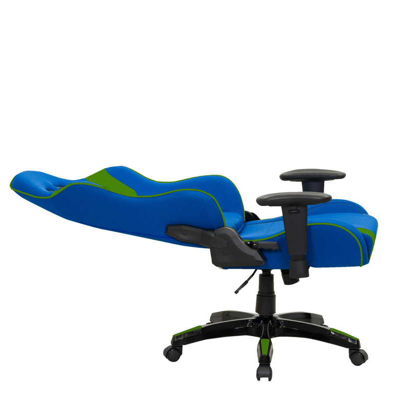 Latitude Run® Adjustable Reclining Ergonomic Swiveling PC & Racing Game Chair, Blue/Green