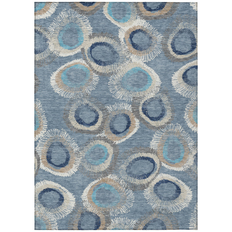Machine Washable Indoor/Outdoor Jenning ACN2278 Geometric Rug, Rectangle 5' x 7'6"