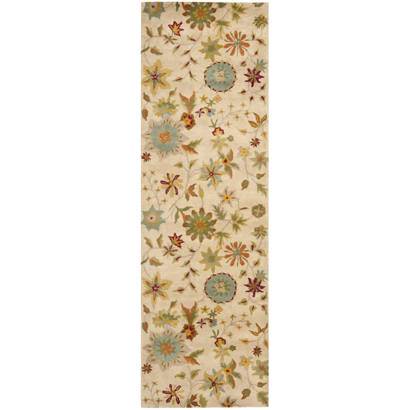 Tapis ivoire touffeté à la main Candelo, Tapis de couloir 2 pi 6 po x 8 pi