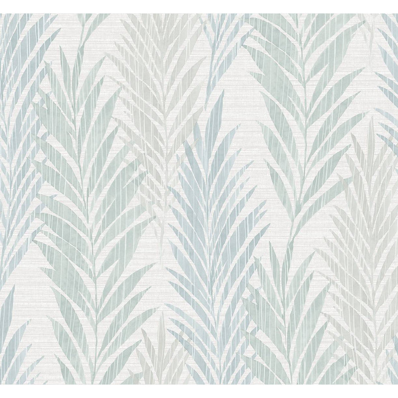 Papier peint floral Dehl, Bleu cendré / fougère