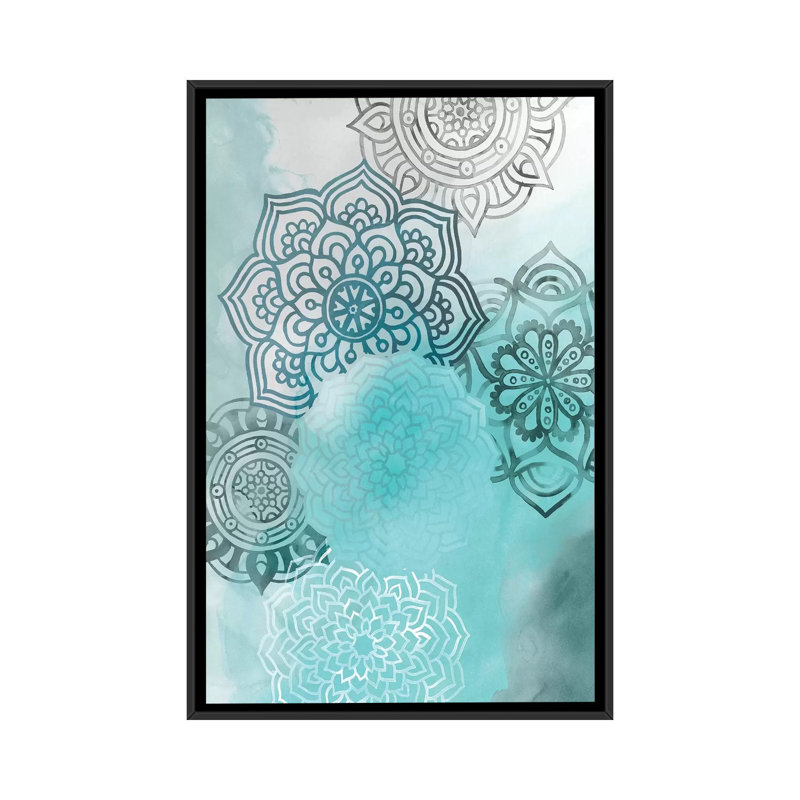 « ink tache mandala i », impression sur toile, H 26 po x l 18 po x P 1,5 po, Toile avec cadre noir, Pas de tapis
