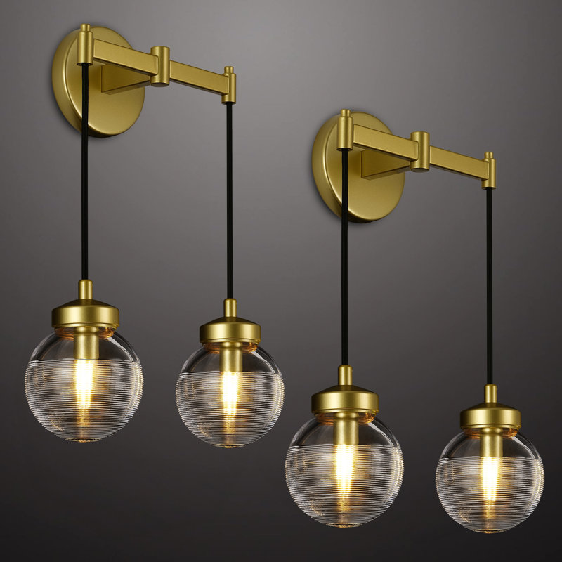 4-Light Dimmable Glass Wall Sconce, Brass