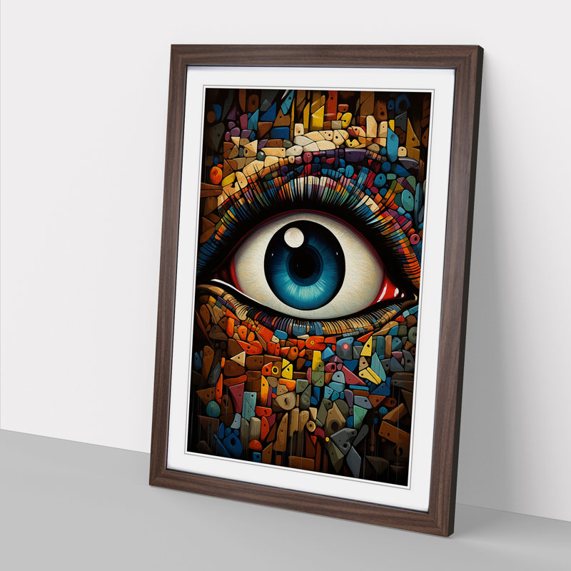 Eye Orphism - Single Picture Frame Print on Wood, Walnut Framed, 46cm H x 34cm W