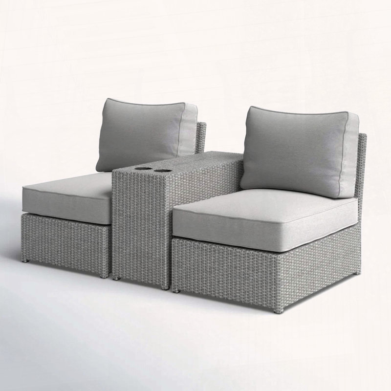 Compact 3-Piece Wicker Conversation Set with Table