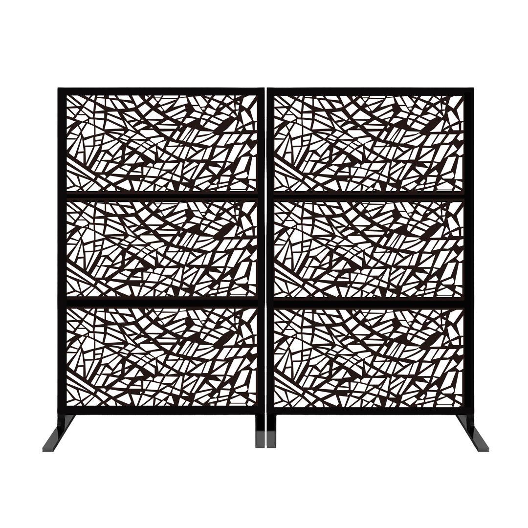 6.5 ft. H x 4 ft. W Laser Cut Metal Privacy Screen (Set of 2) Porpora