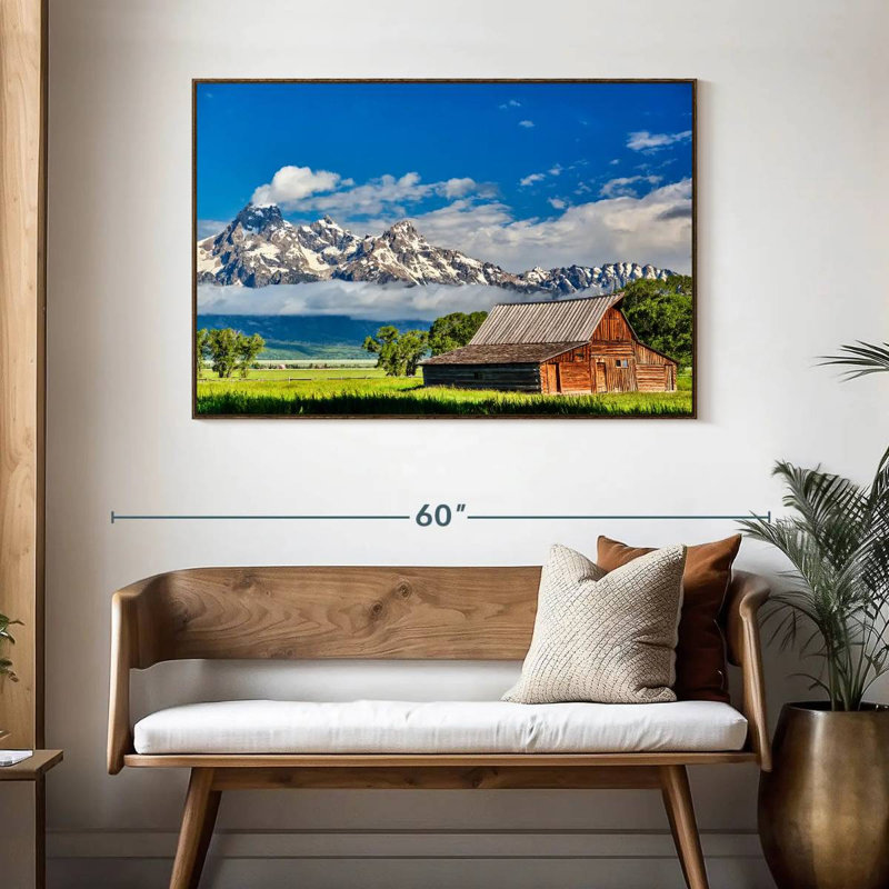 Grand Teton Mormon Barn, 46 po x 31 po, Cadre flottant en noyer