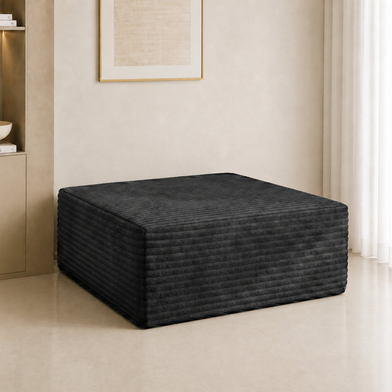 1 Seater Corduroy Sectional, Black