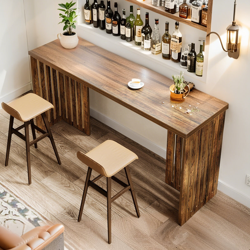 63'' Bar Table, Narrow Long Counter Height Home Pub Table, Dark Brown