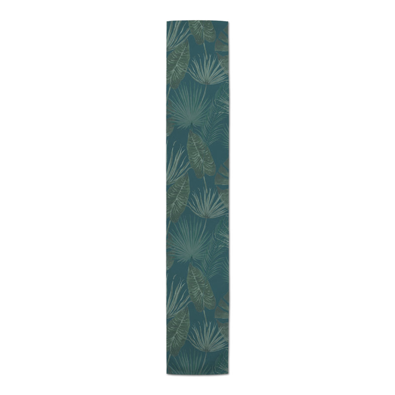 Floral Cotton Blend Table Runner, 72" L x 16" W, Blue