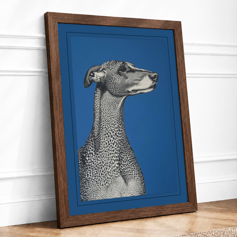 Greyhound Profile Modern - Framed Print, A1 - 84.1 x 59.4 cm, Walnut