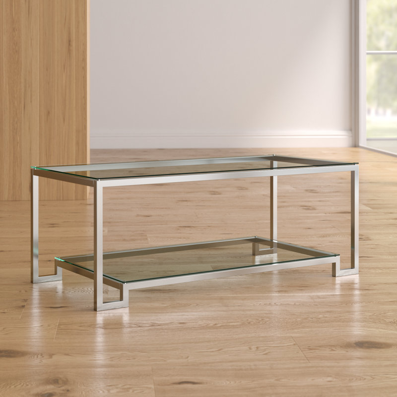 Table basse abstraite Cutts, H 15,7 po x L 47,3 po x P 23,6 po, Argent