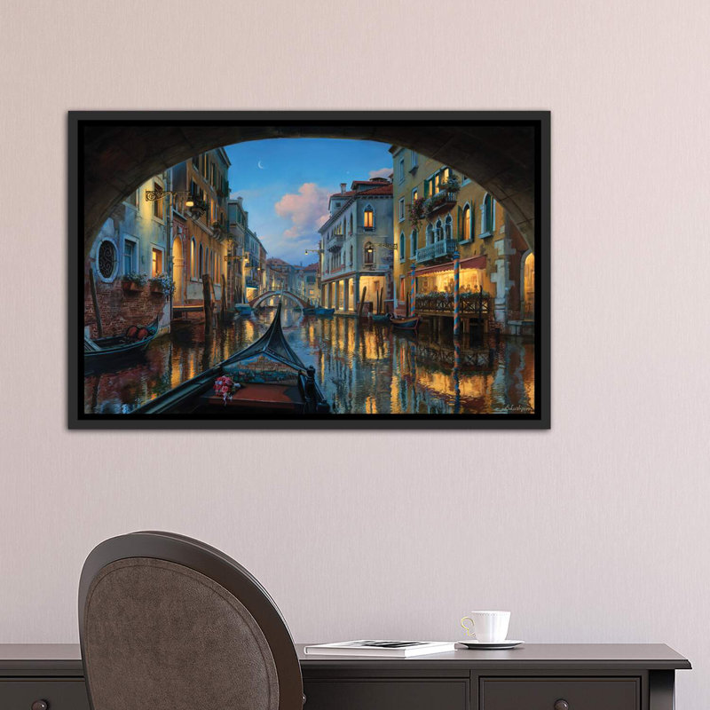 «Love Is In The Air» par Evgeny Lushpin - reproduction imprimée, H 40 po x l 60 po x 1,5 po, Cadre noir vieilli