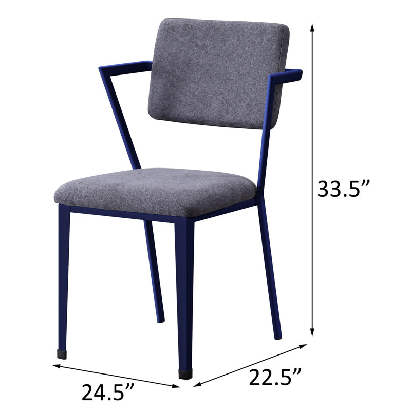 Chaise de bureau confortable en gris et bleu avec un rembourrage en métal robuste et des pieds polyvalents et respirants