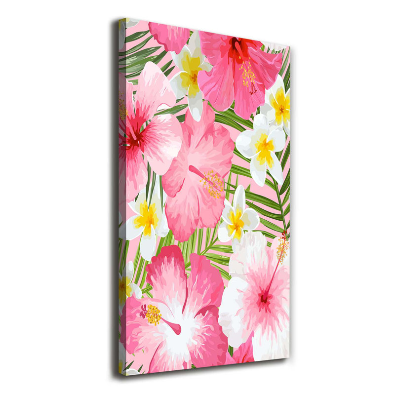 Tropical Flowers - Wrapped Canvas Print, 140cm H x 70cm W