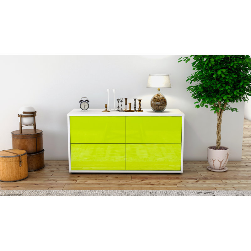 Hassan 92cm W Chest of Drawers, White/Green