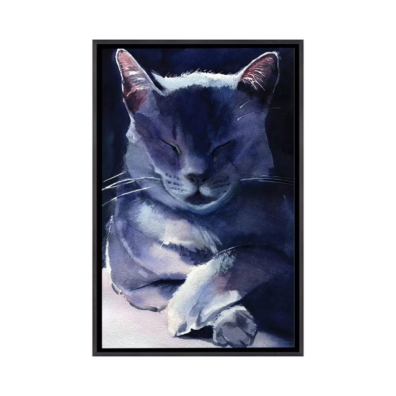 «Russe bleu» par Rachel Parker - reproduction d'art, H 40 po x l 26 po x P 1,5 po, Toile avec cadre noir patiné, Aucun mat
