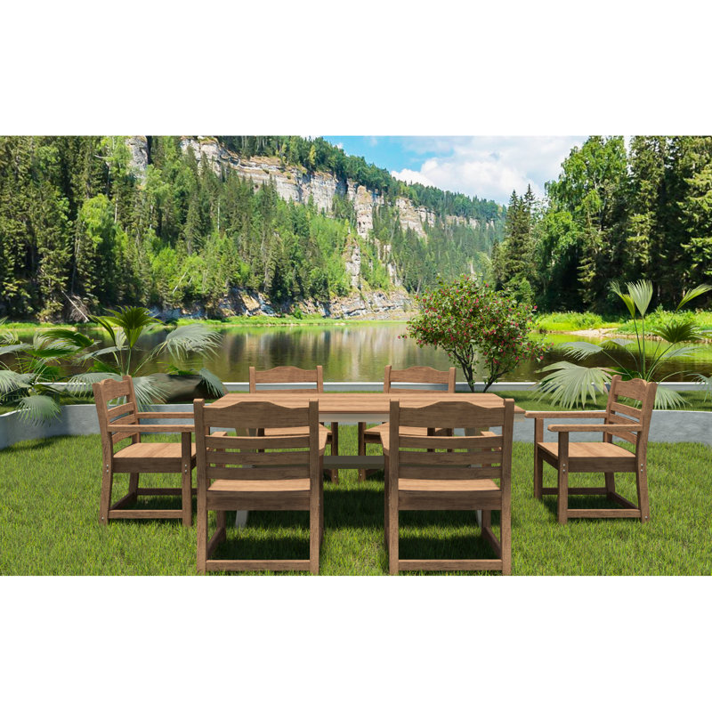 2 pièces Chaise de salle à manger de patio avec accoudoirs, hanches, grain de bois pour la cour arrière de la piscine, résistance, accoudoirs brun clair, matériau des hanches, surface de l'eau, coloration