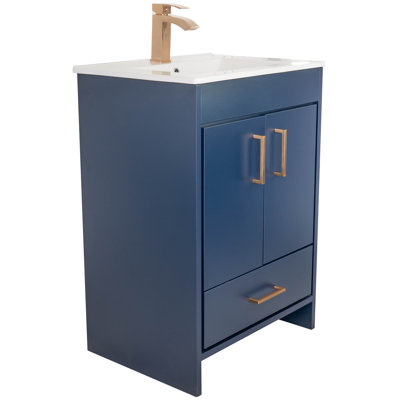 Ensemble de meuble-lavabo sur pied simple 24 po Skylar - Noir mat