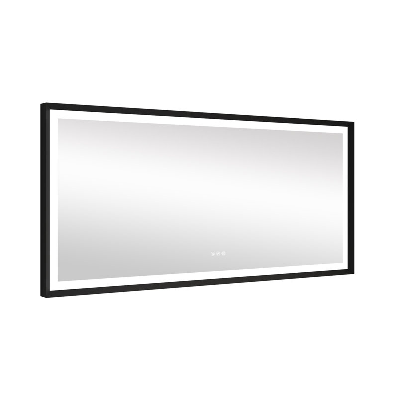 Miroir de salle de bain mural à DEL avec fonction antibuée et mémoire avec trois interrupteurs tactiles, 36 po x 72 po