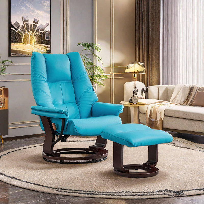 Nouchee Swivel Recliner, Brown, Blue