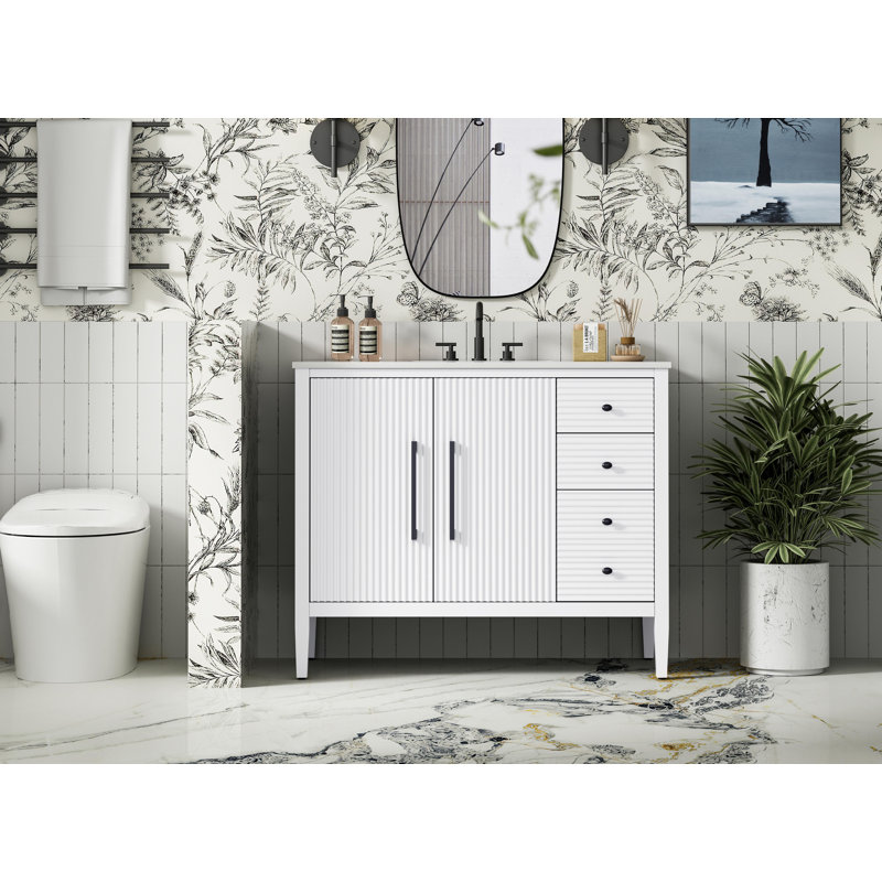 42 inch Single Bathroom Vanity, White