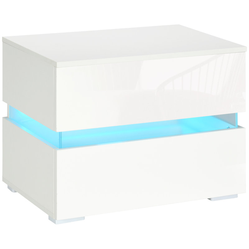 Table de chevet 2 tiroirs Donavin, Blanc