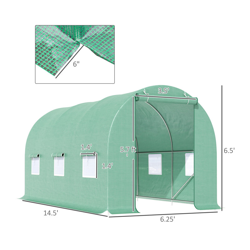 Maison de culture en serre avec porte et fenêtre de ventilation de 15 pi x 6 pi x 7 pi Outsunny