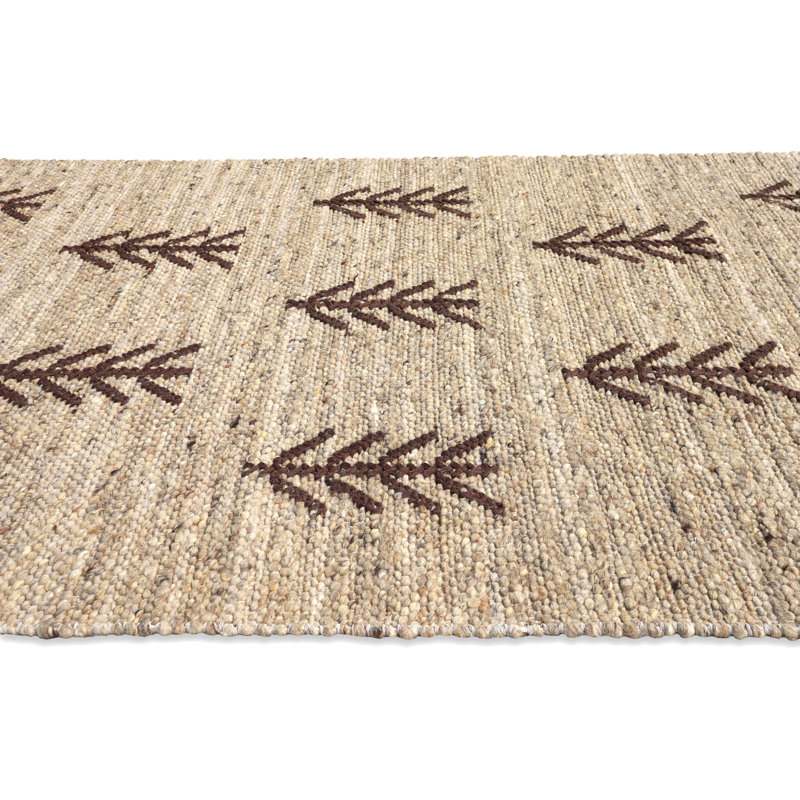 Swirl Moroccan Handmade Brown with Tribal Trees Kilim Wool Area Rug By Tufty Home, Square 6'