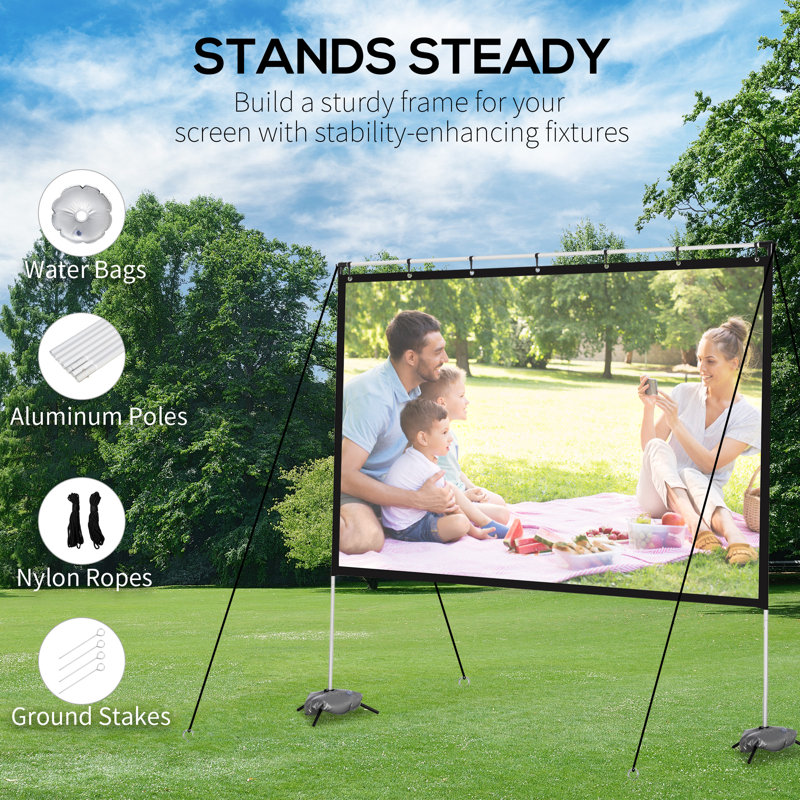 Afelix White 134Cm x 231Cm Portable Folding Frame Projector Screen