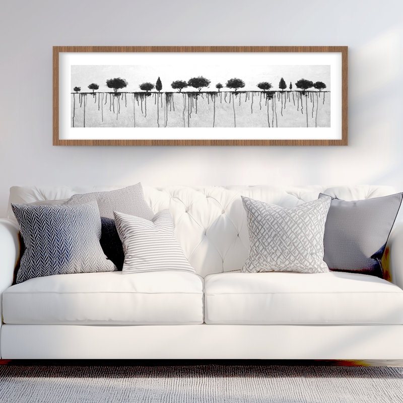 Encre ensanglantée - Reproduction mate encadrée moderne | Décoration intérieure, H 16 po x l 48 po