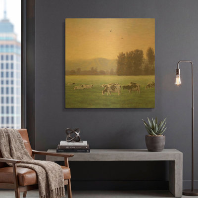 « La vie à la ferme V » de James Wiens, tableau mural en métal doré, 91,4 cm x 91,4 cm